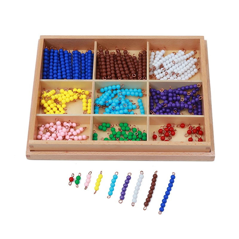  Montessori Kids Toy Baby Wood Nine GridsChecker Board Beads Box Learning Educational Preschool Trai