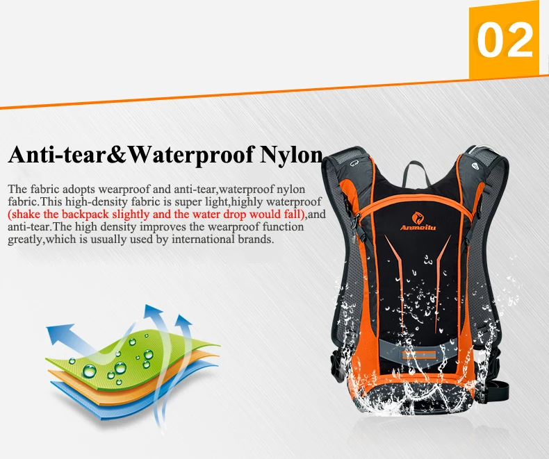 Top Anmeilu 8L Nylon Waterproof Outdoor Bicycle Hydration Pack Bike Water Bag Sport Climbing Hiking Cycling Backpack Accessories 9
