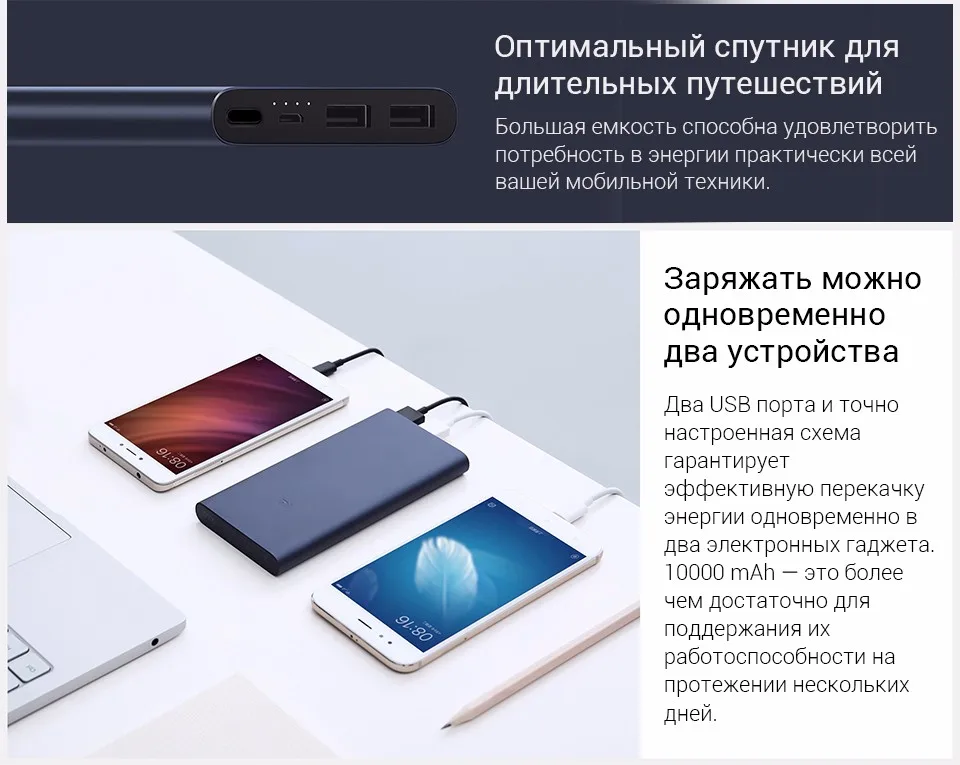 10000 мАч Xiaomi Mi Power Bank 2i Быстрая Зарядка Внешняя Батарея 2-го Поколения Поддерживает 18 Вт Быстрая Зарядка Для Мобильных Телефонов