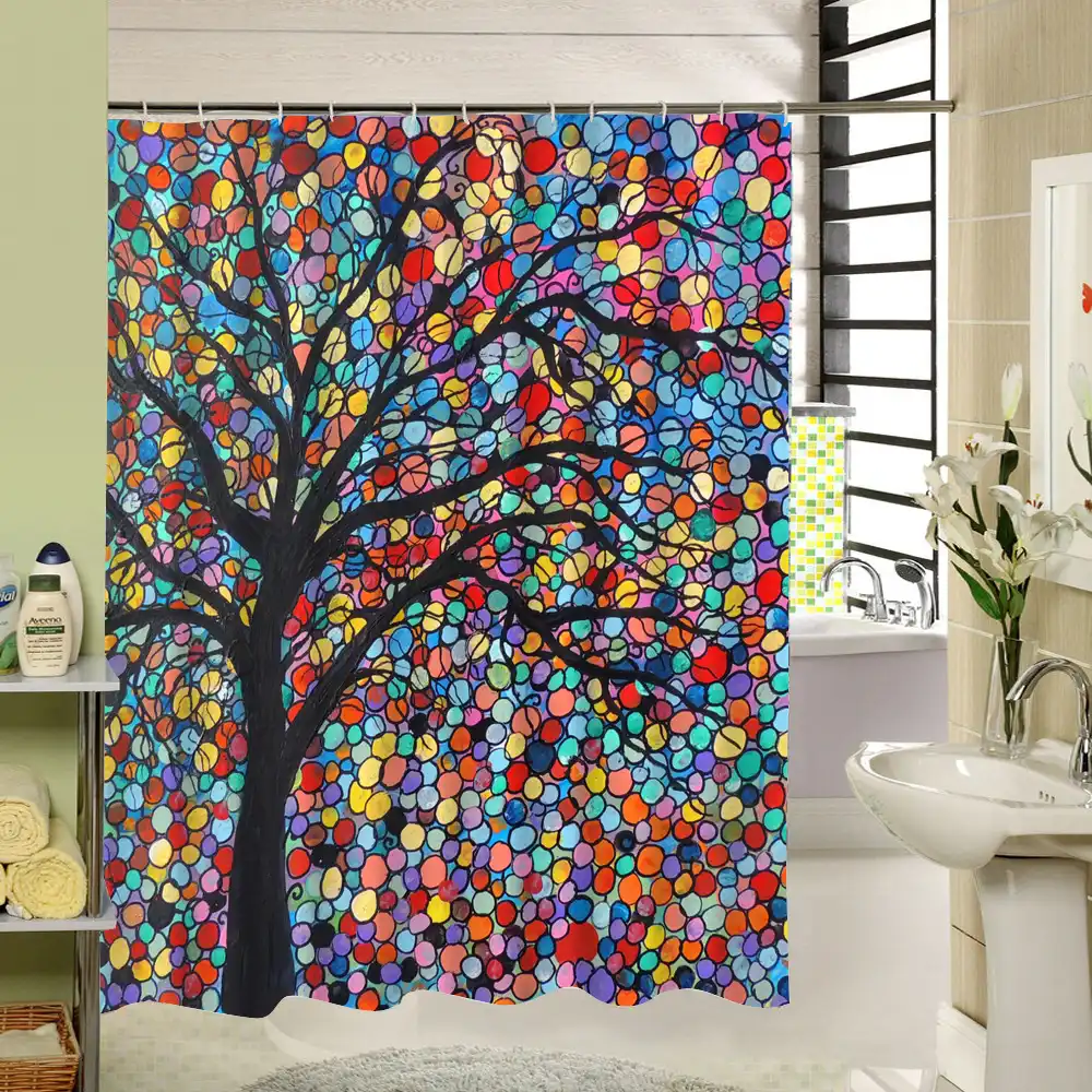 Art Design White Black Red Shower Curtain For Kid Who Love Science