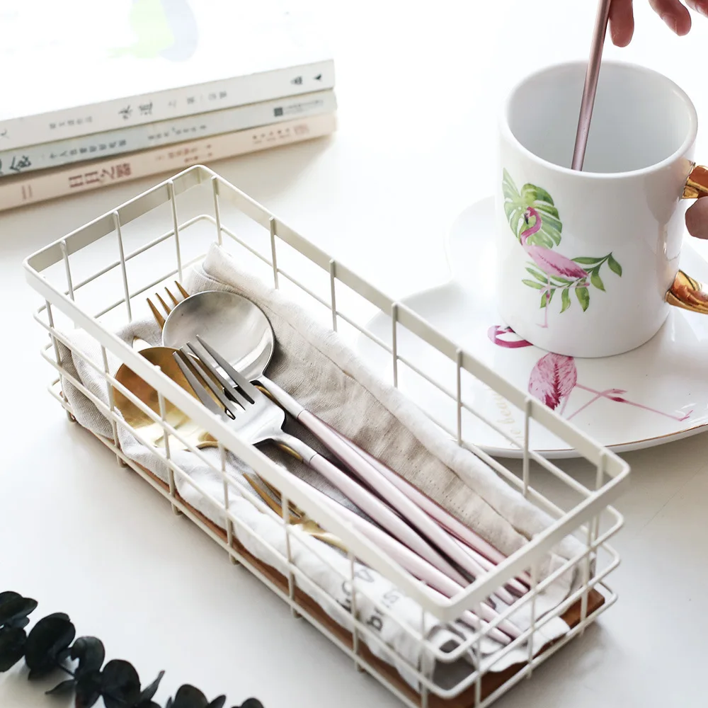 متعددة حجم بسيط المطاوع الحديد سلة التخزين الكتب مستحضرات التجميل الملابس سلة فاكهة المنزل سلة التخزين