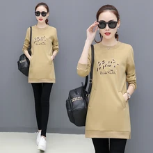 Весенняя и Осенняя женская новая футболка с длинными рукавами Корейская тонкая модная свободная футболка с вышивкой TB18200