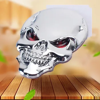 

1Pcs 3D Skull Zinc Alloy Metal Car Styling Sticker Accessories for hyundai tucson 2017 mazda cx5 vw tiguan 2017 renault trafic