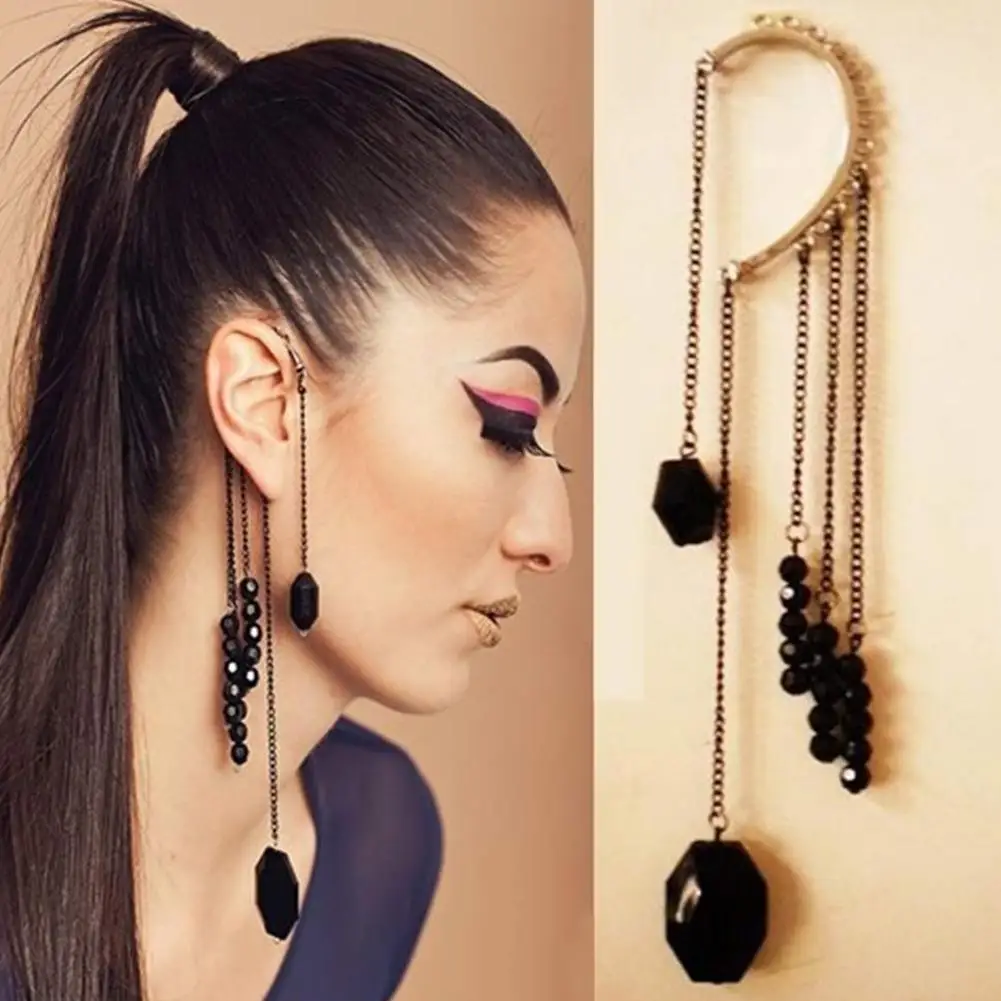 Fashion Women Vintage Long Tassel Bead Earring No Piercing Ear Jacket Party Jewelry | Украшения и аксессуары