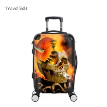 Пояс для путешествий креативный 3D череп Роллинг багаж Спиннер 28 дюймов чемодан колеса 20 дюймов черная кабина дорожная сумка с колесиками