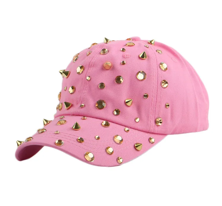 Лидер продаж Rhinestone Спайк шпильки в стиле хип-хоп Snapback шляпы для женщин Новинка для женщин Брендовые женские спортивные бейсболка Открытый