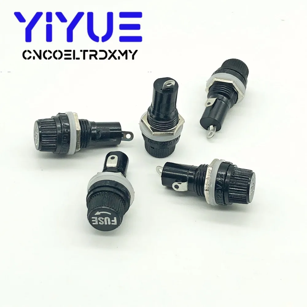5pcslot 520mm glass fuse holders 5x20 black insurance tube socket fuse holder for 520 insurance Panel Mount Fuse Holder