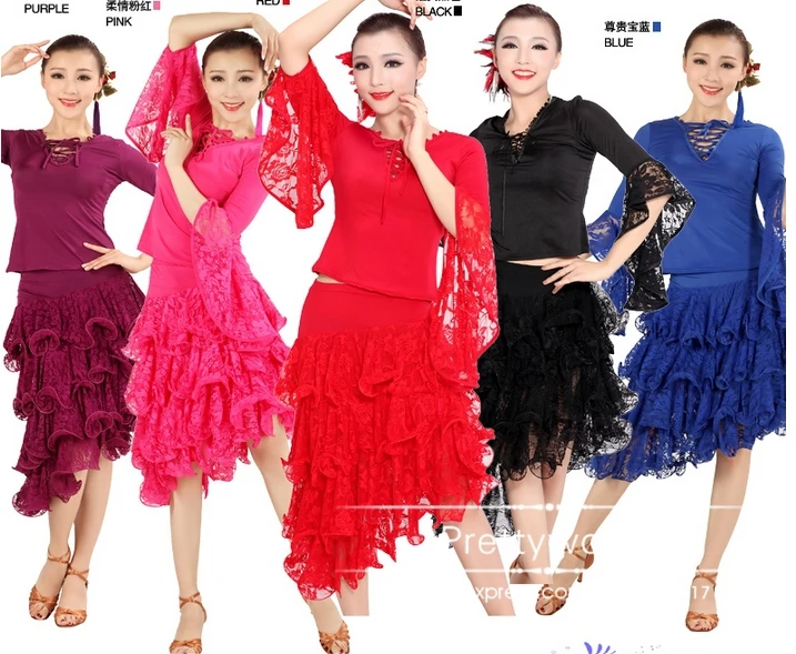 Robe De Danse Latine Femme – Compétition Salsa Rumba – Orange Et Bleu – Taille US10/UK12