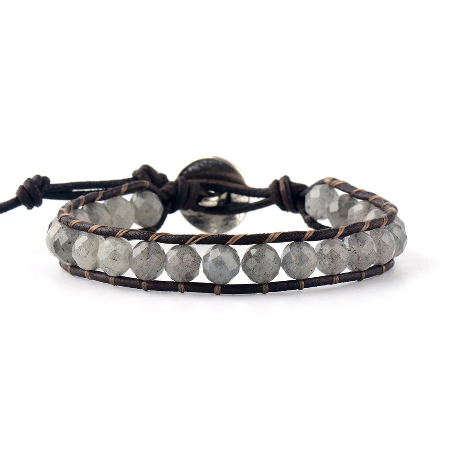 Браслет Femme из натуральной кожи Лабрадорит бусы браслеты высокого ...