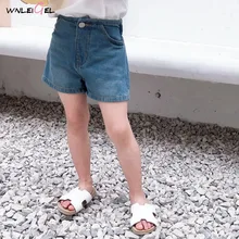 WLG/летние шорты для девочек, детские джинсовые синие джинсовые шорты, детские повседневные универсальные брюки, детская одежда