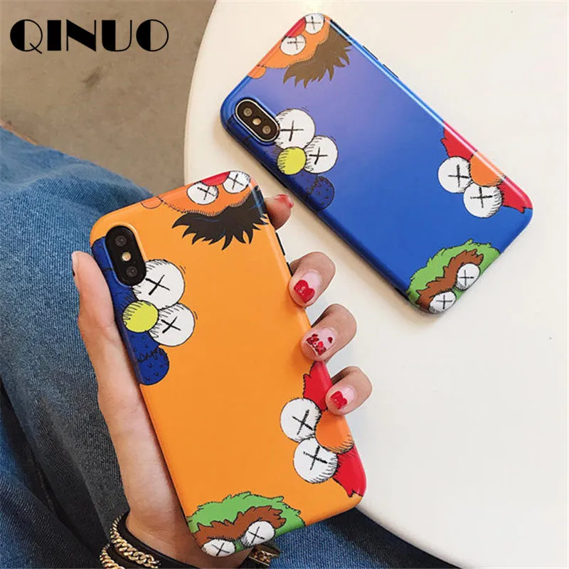 

QINUO Brand Sesame Street KAWS Case For iPhone X XS Max XR Cartoon Plush doll Soft TPU Matte Case For iPhone 6 6S 7 8 Plus Funda