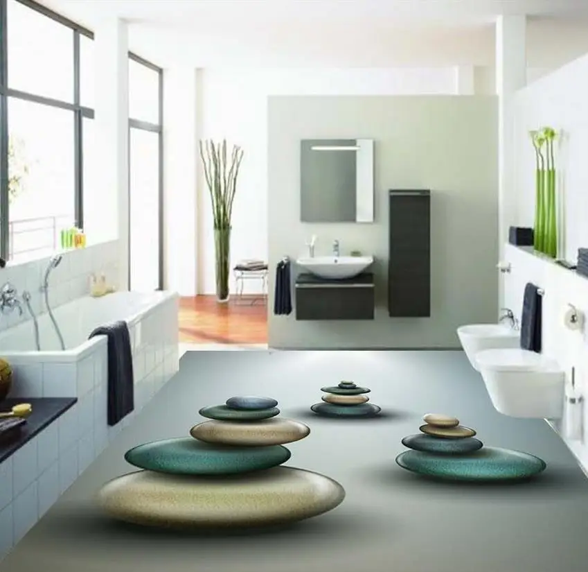 Home Decoration 3D exquisite cobblestone flooring pvc floor wallpaper