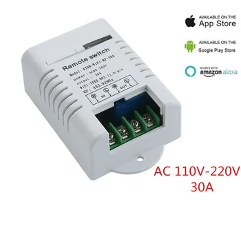 

AC 110V 220V 30A APP Wifi Switch 1CH Relay automation modules Smart Home Receiver and Universal Ev1527 433MHz RF Remote Controls