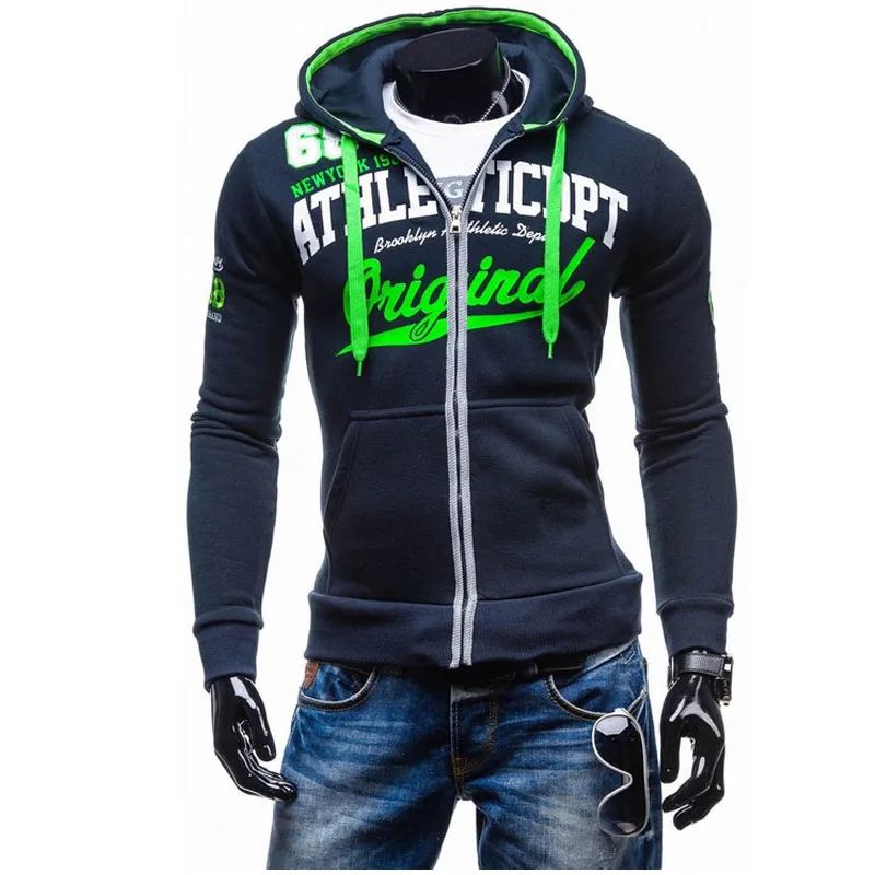 Hoodies Men 2017 Brand Male Long Sleeve Hoodie Letters Printed Zipper Sweatshirt Mens Moletom Masculino Hoodies