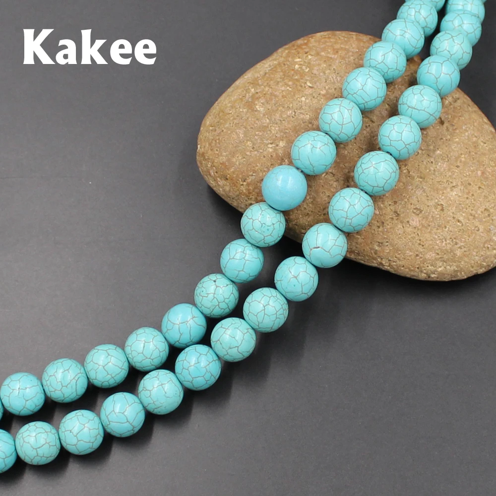 

Kakee Round Turquoises Gem Natural Stone Beads for Jewelry Making DIY Material Handmade Fashion Earring Bracelet Accessories