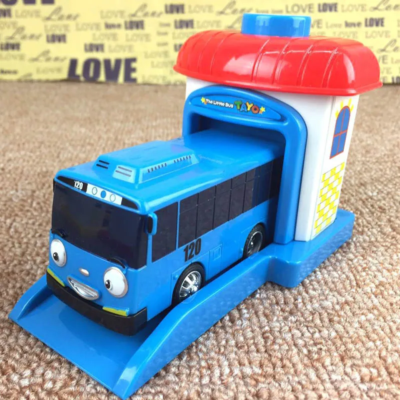 4pcs/set Scale model tayo the little bus children miniature bus plastic baby oyuncak garage tayo bus kids toys Christmas gift