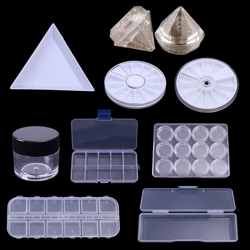 

1 Pc Empty Wheel Storage Case Box Nail Glitter Rhinestone Accessories Crystal Beads Cases Container