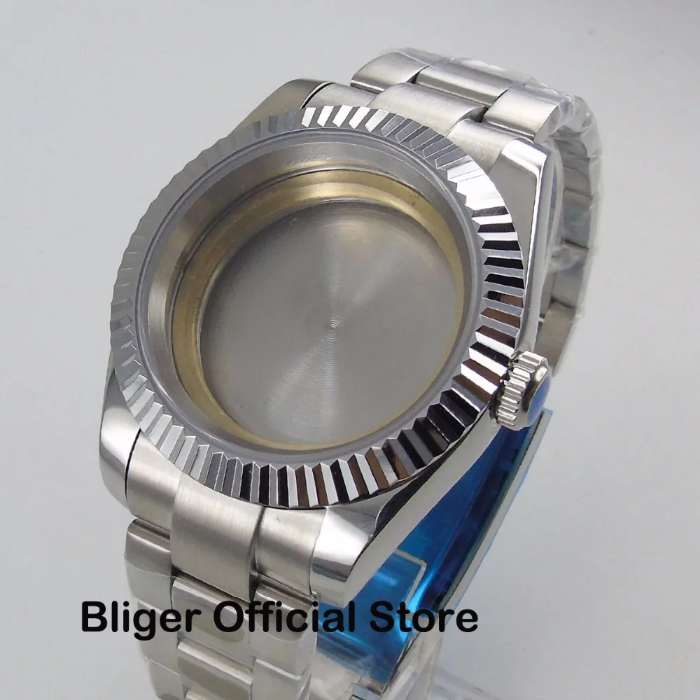 

40mm Sapphire Glass Watch Case With Bracelet Fits For Miyota Automatic Watch Men