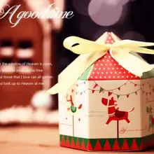 Шт. 50 шт. Merry-Go-Round упаковка для конфет, печенья коробки с лентой шестиугольник дизайн Рождественский подарок коробка свадебные сувениры и подарки