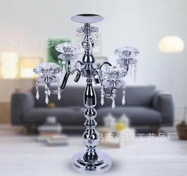 

Free shipment 5 arms siver crystal centerpiece/tall pillar for wedding decoration/58cm tall wedding chandelier