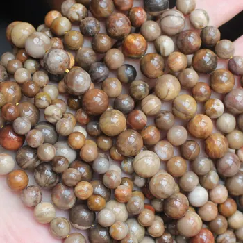 

Smooth/Faceted/Matte 6-10mm Natural Fossil Wood xylopal stone Round beads 15",For DIY Jewelry Making !