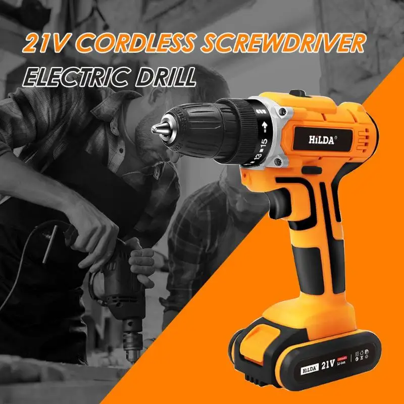 

21V Electric Screwdriver Lithium Battery Rechargeable Multi-functional Cordless Electric Drill Power Tools Handheld