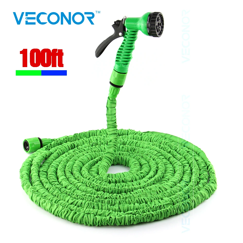 Veconor 100ft 30m Expandable Flexible Magic Water Hose Pipe With Spray Nozzle Gun Garden Hose