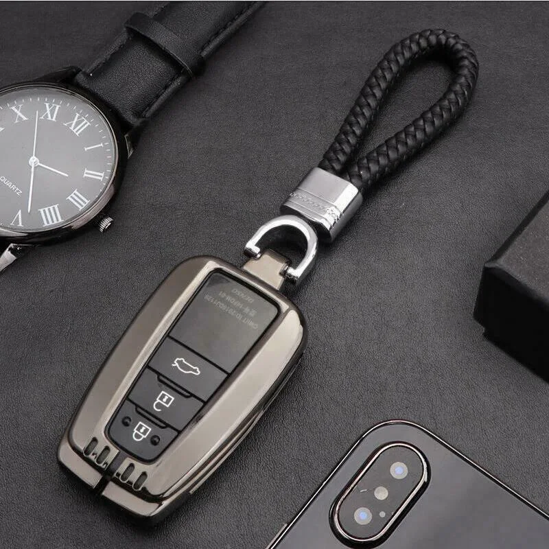 

Black Brand New Aluminum Smart Car Accessory Key Case Protection Cover Holder For 2019 Toyota RAV4