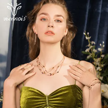 

Viennois New Rose Gold Color Necklace Set For women Geomertic Necklace Earrings Set Party Jewelry Set