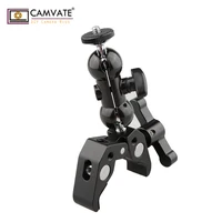 4 screw camera CAMVATE Crab Clamp Bracket with 1/4" Screw Double Ball Head Mount (Black T-handle) C1700 camera photography accessories (2)