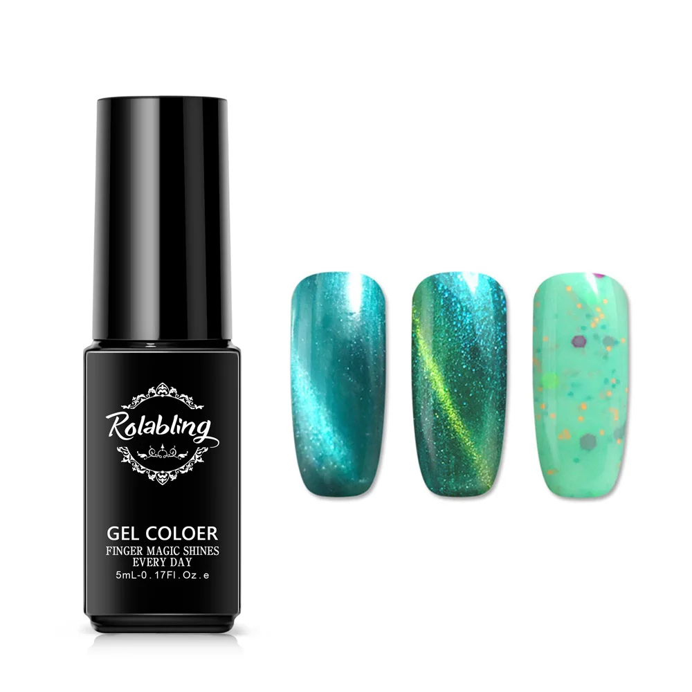 Rolabling 3pcs Functional Nail Gel Polish Set UV Gel Lacquer Varnish Nail Art Gel Nail Polish Cat Eye Cheese Platinum Neon Glue