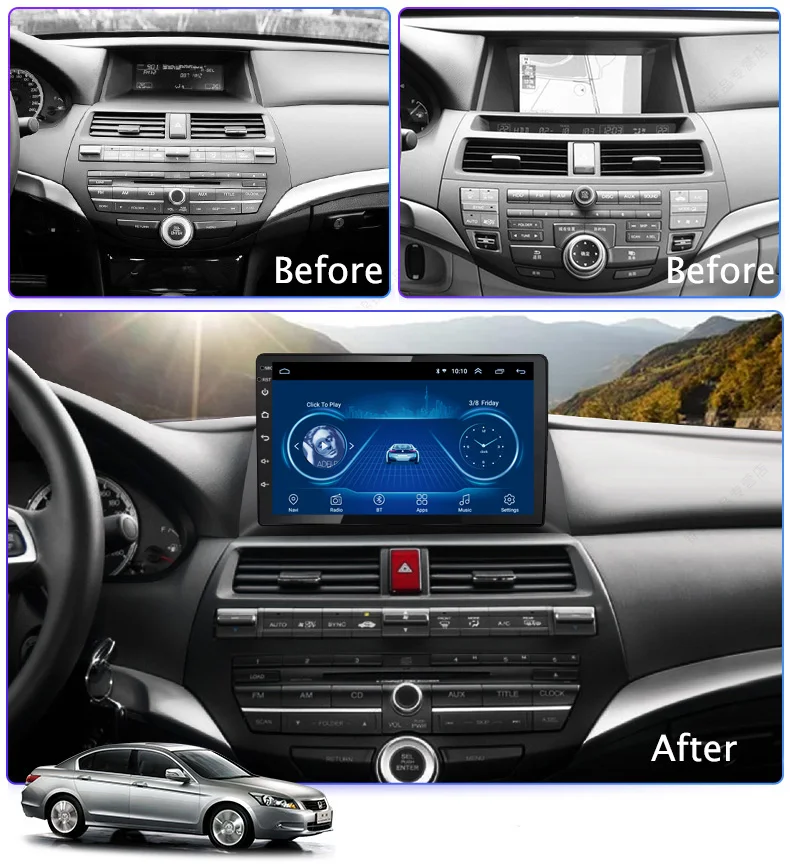 Супер тонкий сенсорный экран Android 8,1 радио gps навигация для Honda Accord 2008-2013 головное устройство планшеты стерео Мультимедиа Bluetooth