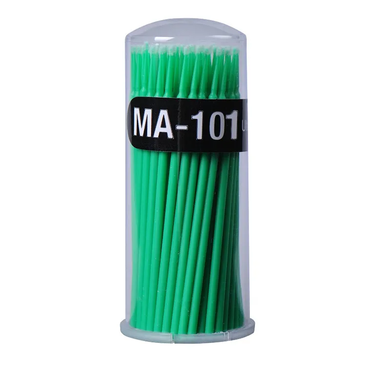 100 шт./лот, прочные Микро одноразовые аппликаторы для наращивания ресниц, кисть для туши, косметическая Кисть для макияжа - Handle Color: Green