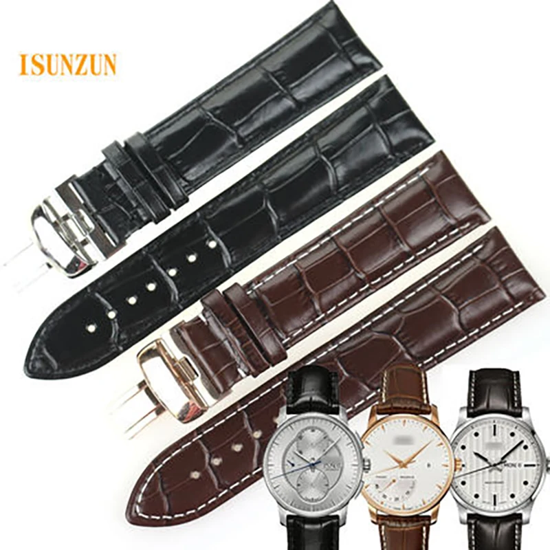 

ISUNZUN Watch Band For Mido Baroncelli M8605 M005.430 Genuine Leather Watch Strap 22MM Leather Waterproof bracelet Watchband