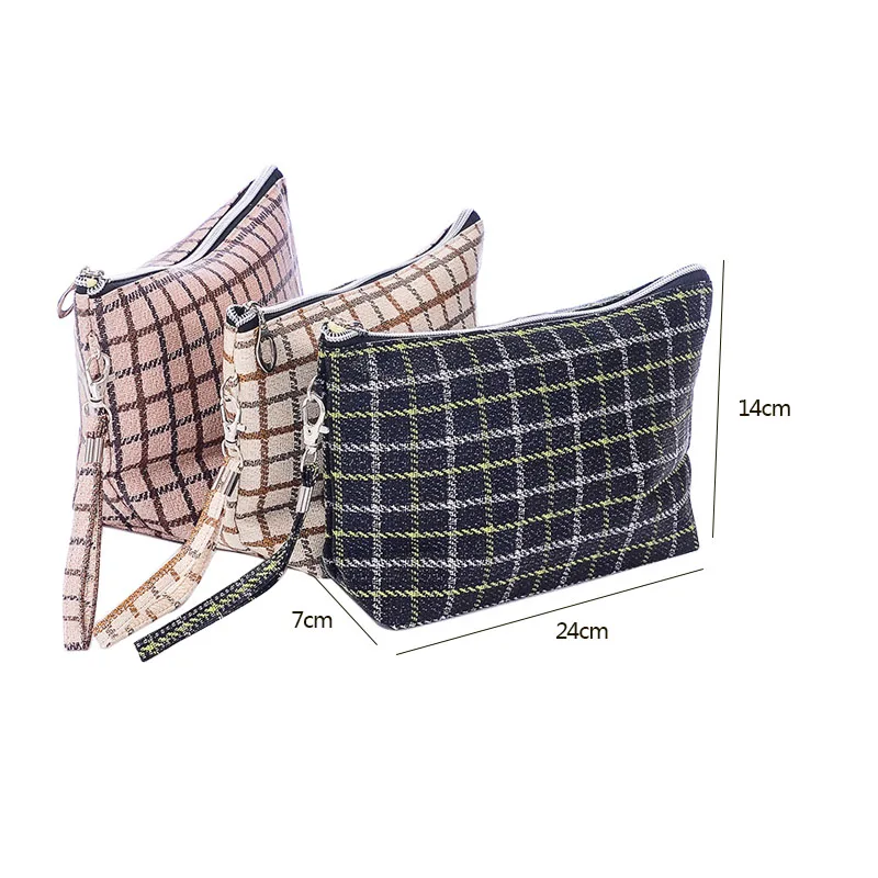 Plaid cosmetic bag portable wash bag travel storage finishing clutch Plaid cosmetic bag portable wash bag travel storage finishing clutch