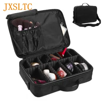 

JXSLTC 2017 Professional Women's Cosmetics Bags Multi-Functional Partition Makeup Organizer Beautician Cosmetic Bag Storage Case