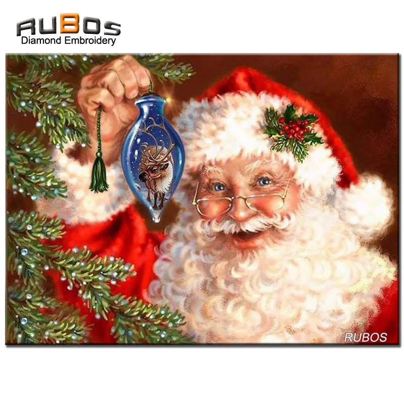 RUBOS Santa Claus DIY 5D Diamond Mosaic Diamond Painting Cross Stitch Embroidery Sale Pattern Full Rhinestone Kid Gift Christmas (1)