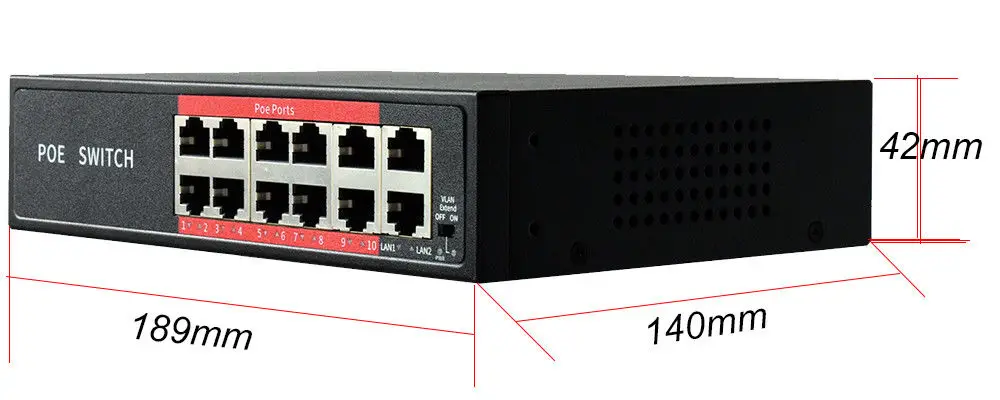 IEEE802.3at/af 10 + 2 Порты 48 V 140 W переключатель Ethernet 6 8 CH для ip-камера для записи видео по сети