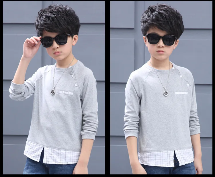 casual black gray patchwork children tops tees boys long sleeve t shirts kids 2017 new spring autumn teenage boys t shirt clothing (9)