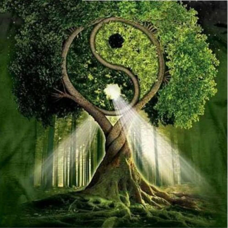 

Tai Chi Yin Yang Gossip Trees 5D Diy Diamond Painting Full Square Mosaic Handmade Embroidery Mosaic 3D Cross Stitch Kits BK
