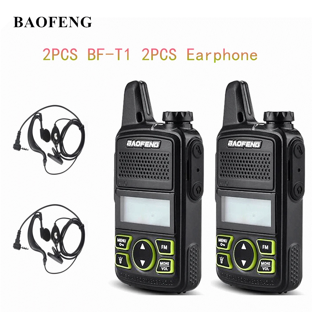 2 шт Baofeng BF-T1 мини Портативное двухстороннее радио BFT1 UHF 400-470MHz 20CH Ham FM трансивер рация с наушником