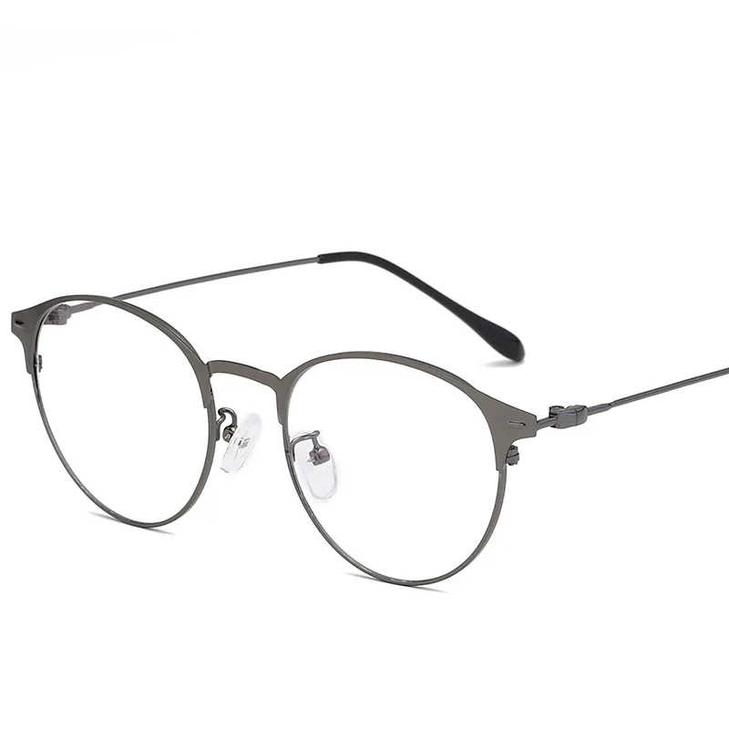 Zilead металлические круглые полуоправы для женщин и мужчин, прозрачные оптические очки, простые очки, очки для мальчиков и девочек, очки унисекс - Цвет оправы: Gun