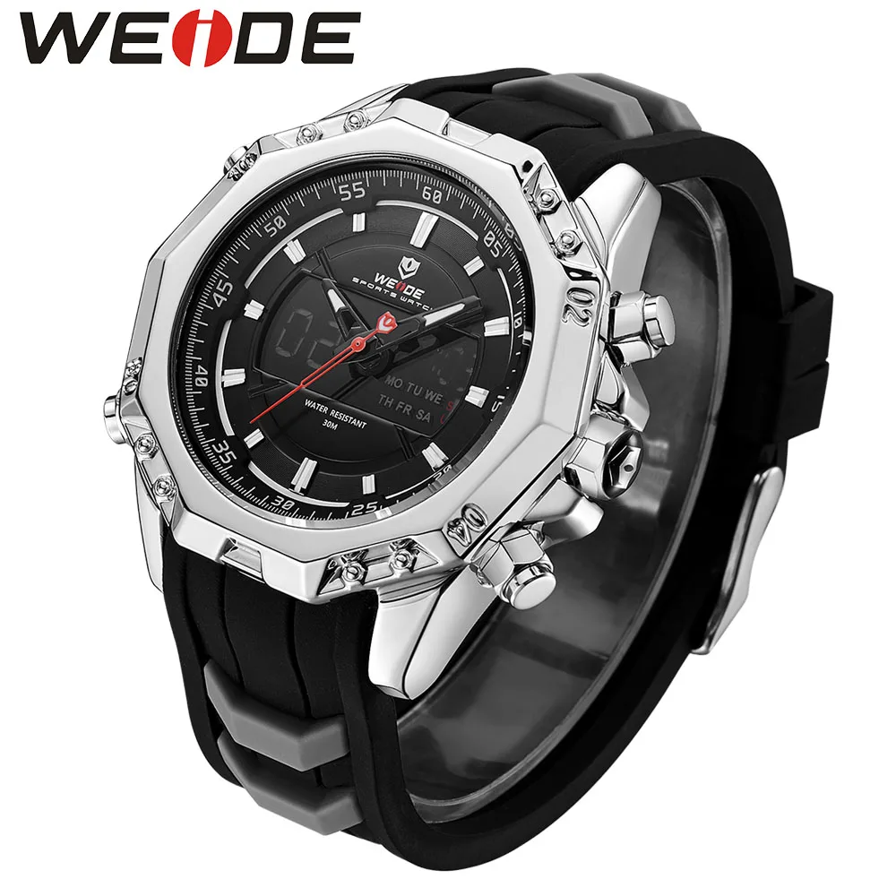 WEIDE Модные военные кварцевые мужские часы с большим циферблатом PU спортивные часы высокого качества наручные часы Relogio Masculino