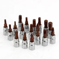 21Pcs 1/4" 6.35mm Drive Torx Star Bit Socket Kit Set for Hand Tools Hex Sockets for Ratchet Wrench PH1-PH3 T10-T40 HW3-HW8 1