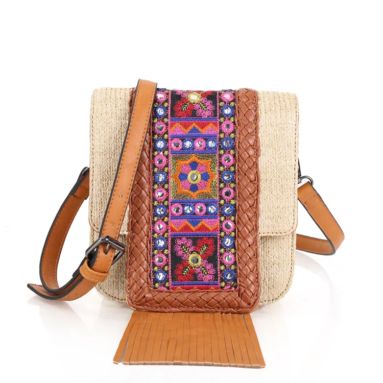 Women national ethnic style should bag Embroidery Bohemia design Tassel
