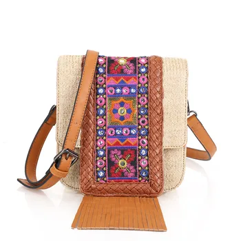 

Women national ethnic style should bag Embroidery Bohemia design Tassel lady's handbag Bohemian fabric messenger bag