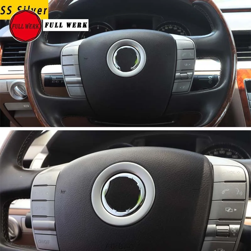 Us 15 16 6 Off Ss Car Styling Steering Wheel Center Emblem Decoration Circle Ring Sticker Cover For Vw Phaeton Interior Mouldings Accessories In Car
