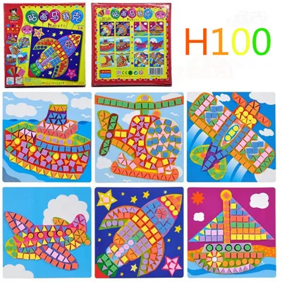6 видов конструкций в наборе для детей eva, мозаичный стикер, Детские художественные поделки, DIY наклейки, 3D Развивающие головоломки, игрушки для детей - Цвет: H100