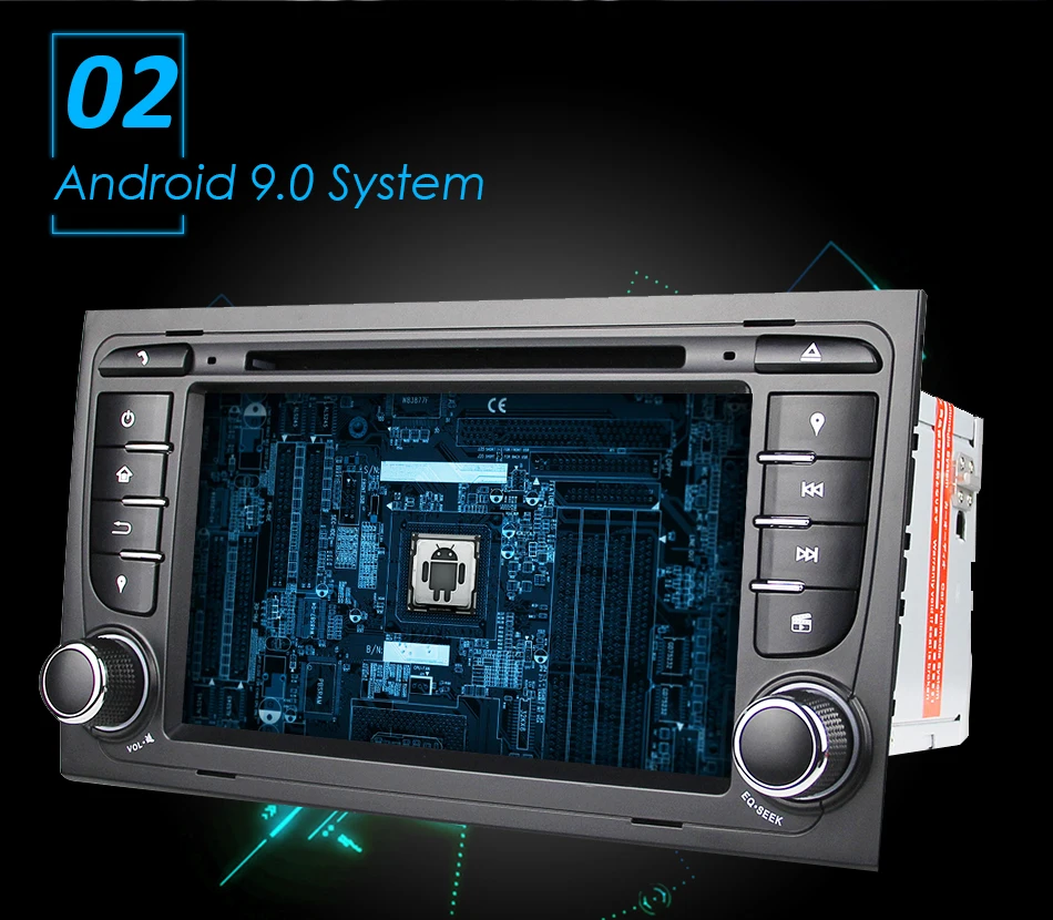 Eunavi Octa 8 Core 2 din 4 ГБ, 64 ГБ, Android 9,0 Автомобильный DVD плеер для автомобиля Audi A4 S4 2003-2013 мультимедиа Авто плеер Видео головное устройство