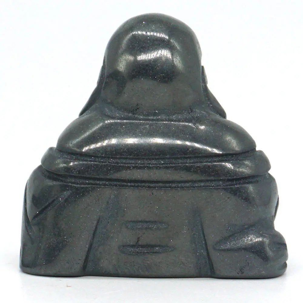 Майтрейя счастливый смех статуэтка Будды натуральный Gemtone черный гематит резной кристалл целебная статуя Декор 1,4"